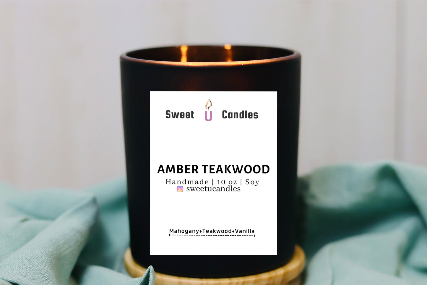 Amber Teakwood soy wax melts, warm wood scent