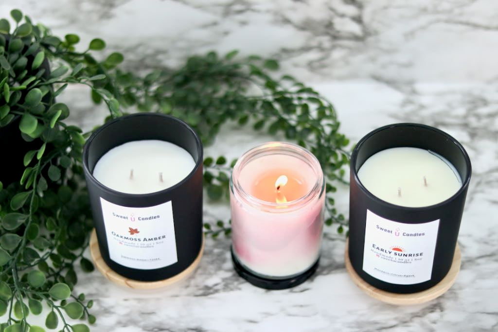 Oakmoss Amber ,Early sunrise and leman and lilac candles