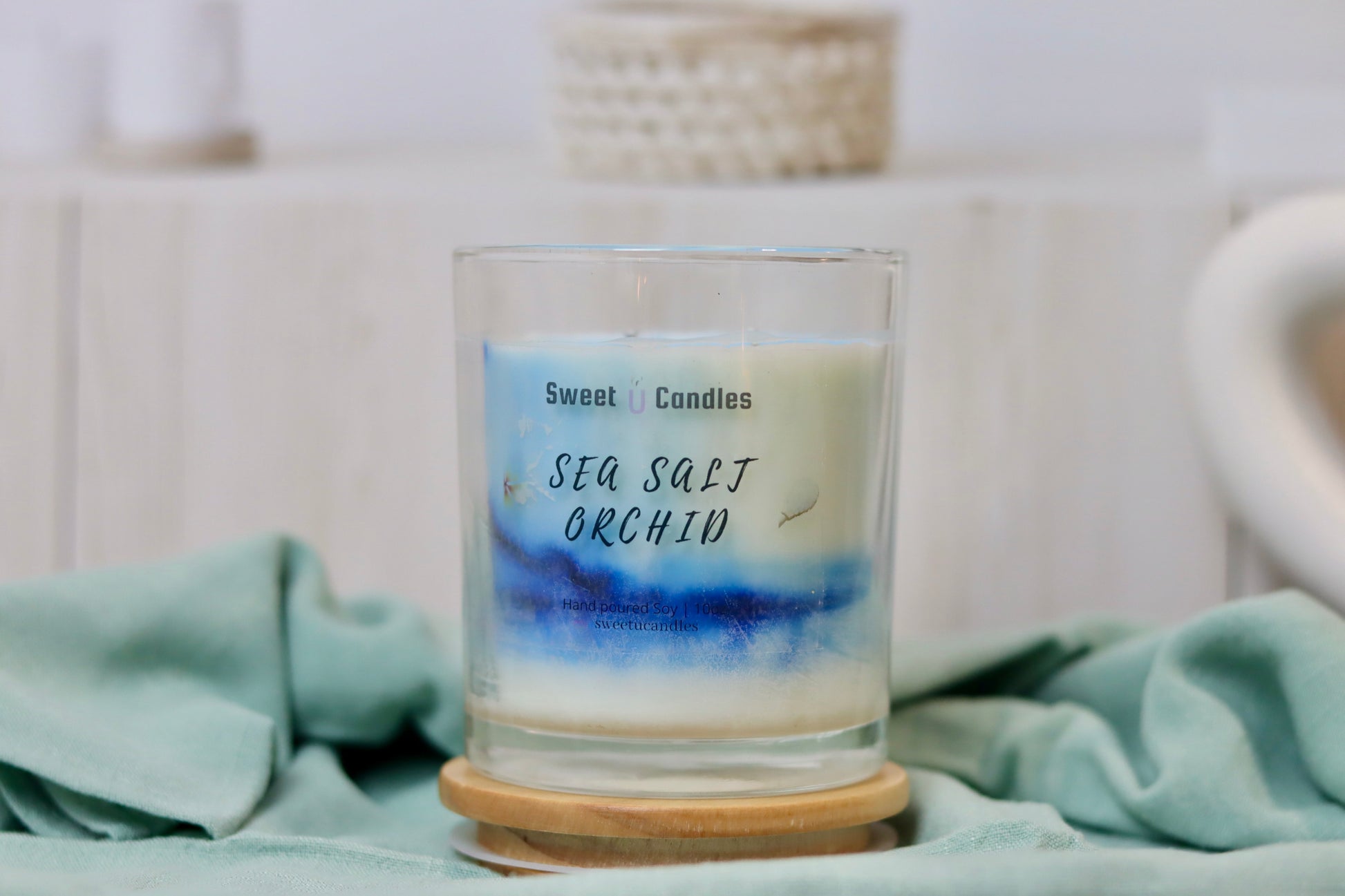 Sea Salt Orchid 10 oz Soy Candle - Sweet U Candles 