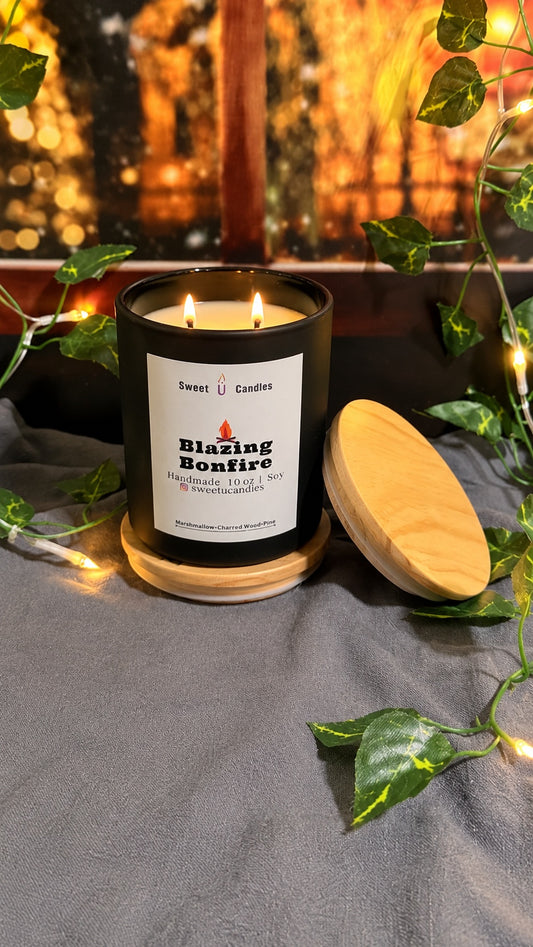 Blazing Bonfire Soy Candle (10 oz) – Smoky Marshmallow Campfire Scent