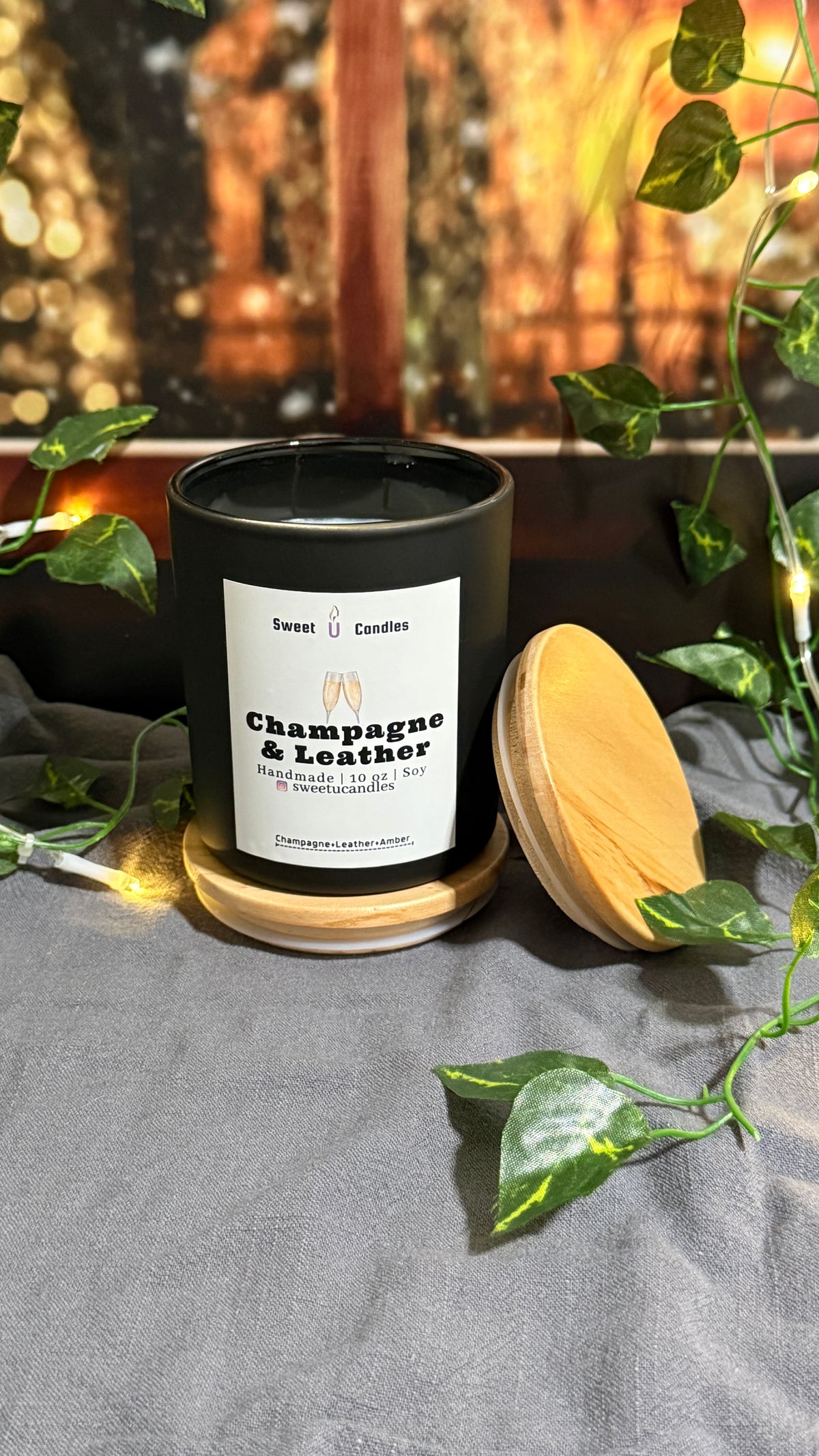 Champagne & Leather Soy Candle